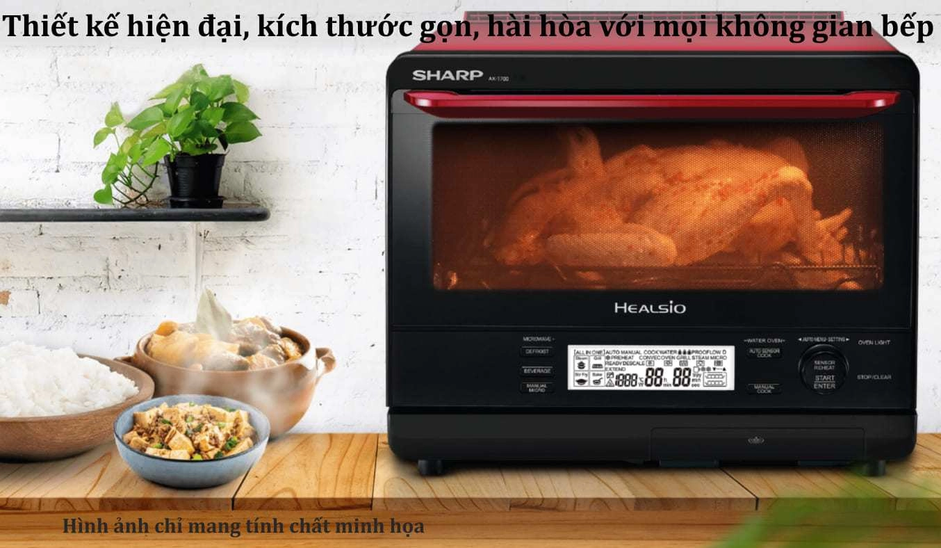 Lò vi sóng hơi nước siêu nhiệt có nướng Sharp 31 lít AX-1700VN - Ảnh 3
