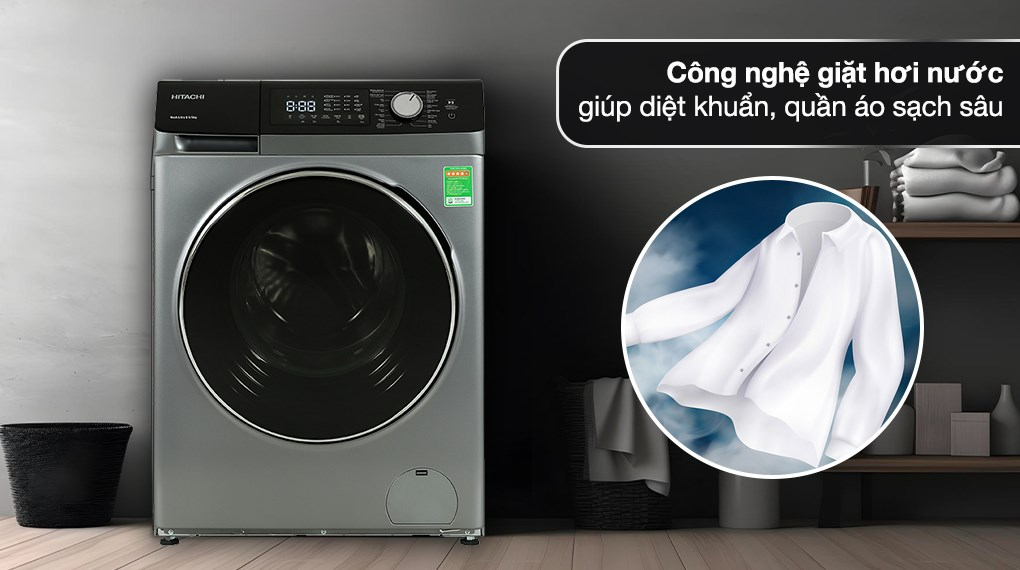Máy giặt sấy Hitachi Inverter giặt 8.5 kg - sấy 5 kg BD-D852HVOS - Ảnh 3