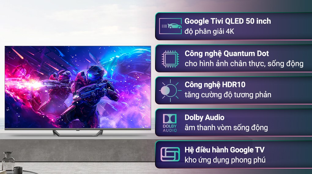 Google Tivi QLED Aqua 4K 50 inch AQT50S80EUX - Ảnh 5